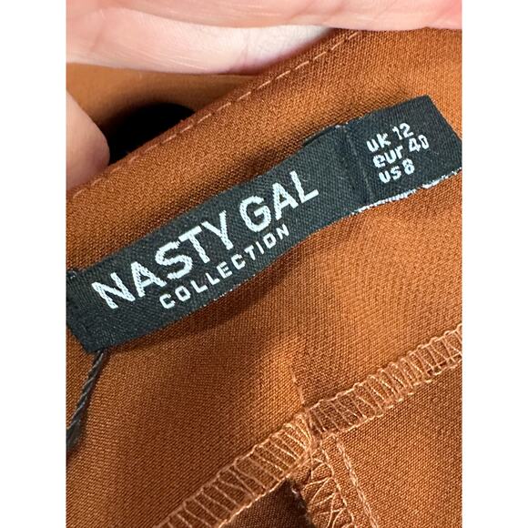 Nasty Gal brown button mini skirt size 8 - Picture 3 of 13